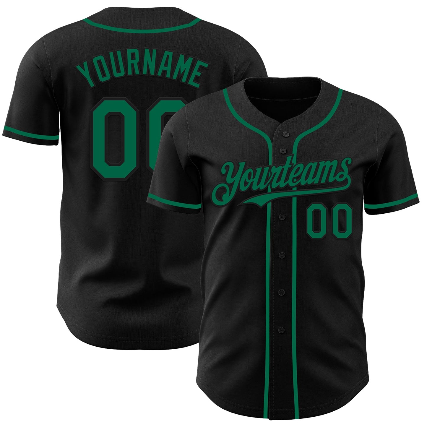 Custom Black Kelly Green Authentic Baseball Jersey - Sky-Custom