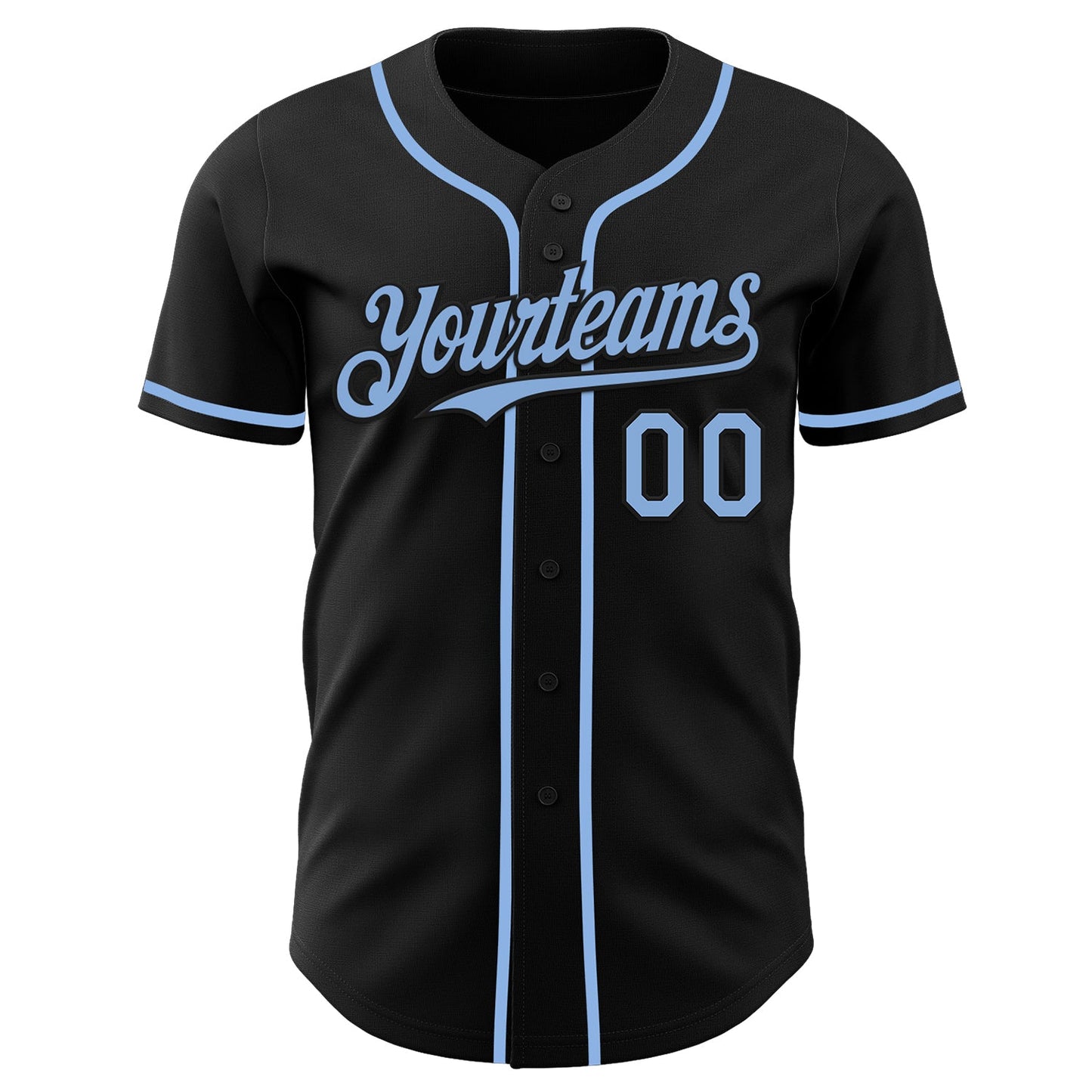 Custom Black Light Blue Authentic Baseball Jersey - Sky-Custom