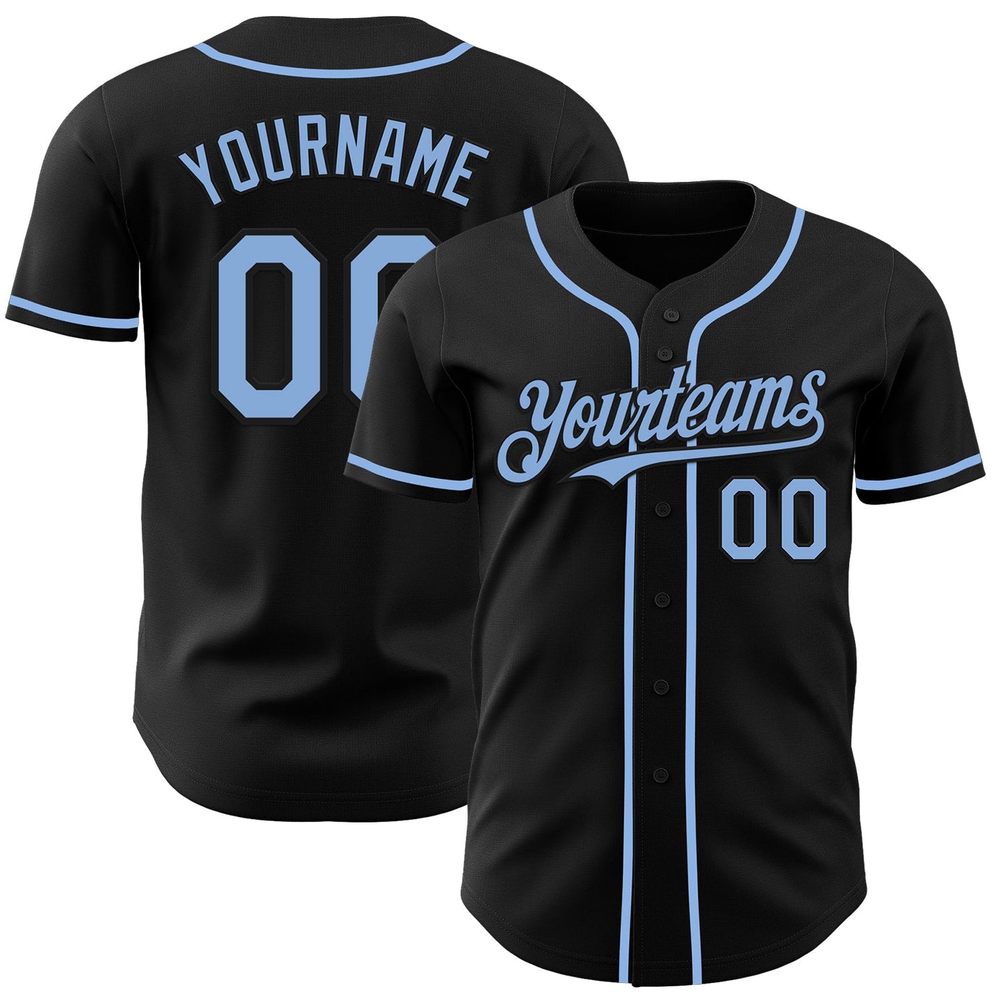 Custom Black Light Blue Authentic Baseball Jersey - Sky-Custom