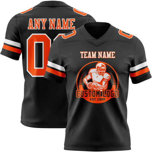 Custom Black Orange-White Mesh Authentic Football Jersey - Sky-Custom