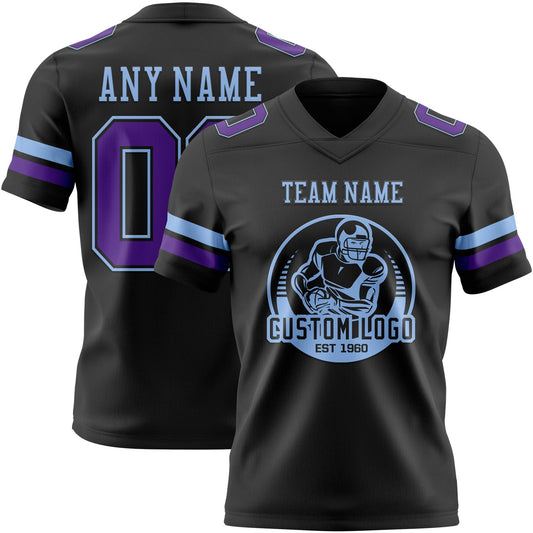 Custom Black Purple-Light Blue Mesh Authentic Football Jersey - Sky-Custom