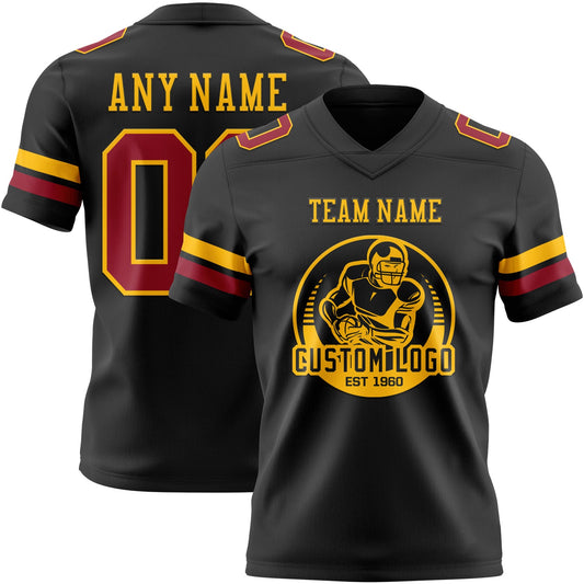 Custom Black Cardinal-Gold Mesh Authentic Football Jersey - Sky-Custom