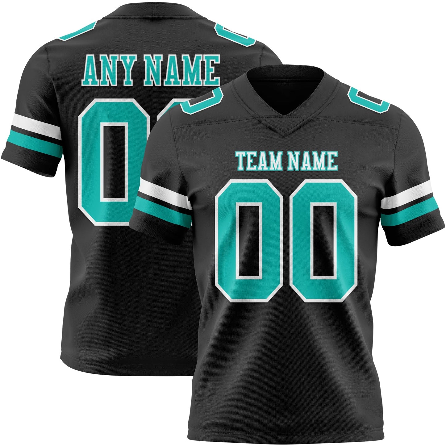 Custom Black Aqua-White Mesh Authentic Football Jersey - Sky-Custom