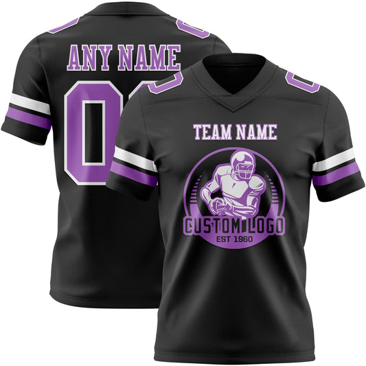 Custom Black Medium Purple-White Mesh Authentic Football Jersey - Sky-Custom