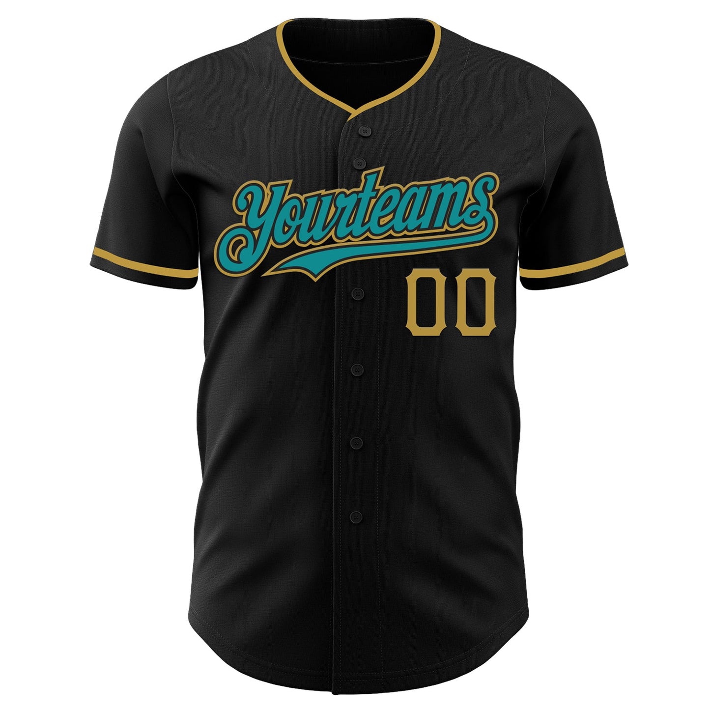 Custom Black Teal-Old Gold Authentic Baseball Jersey - Sky-Custom