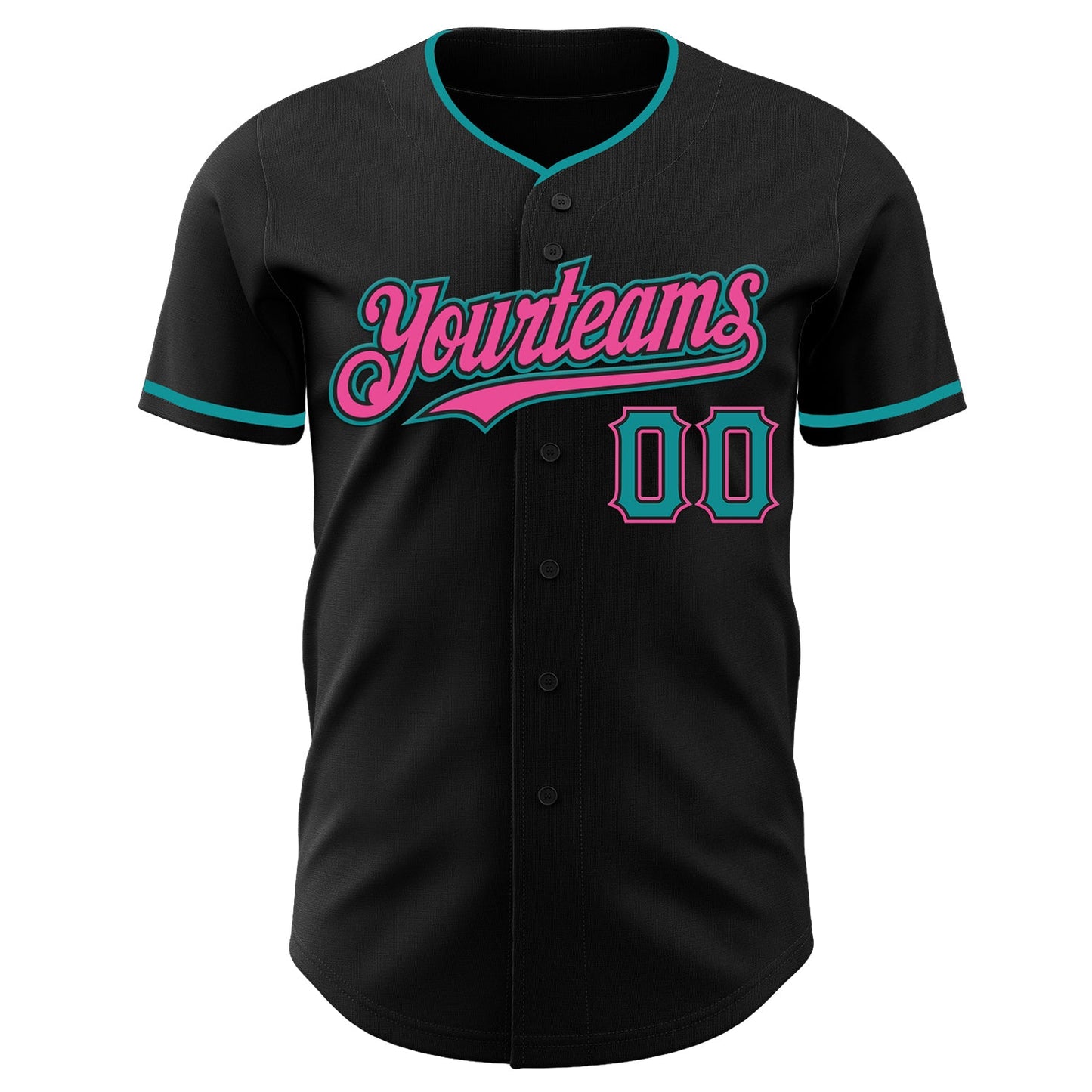 Custom Black Teal-Pink Authentic Baseball Jersey - Sky-Custom