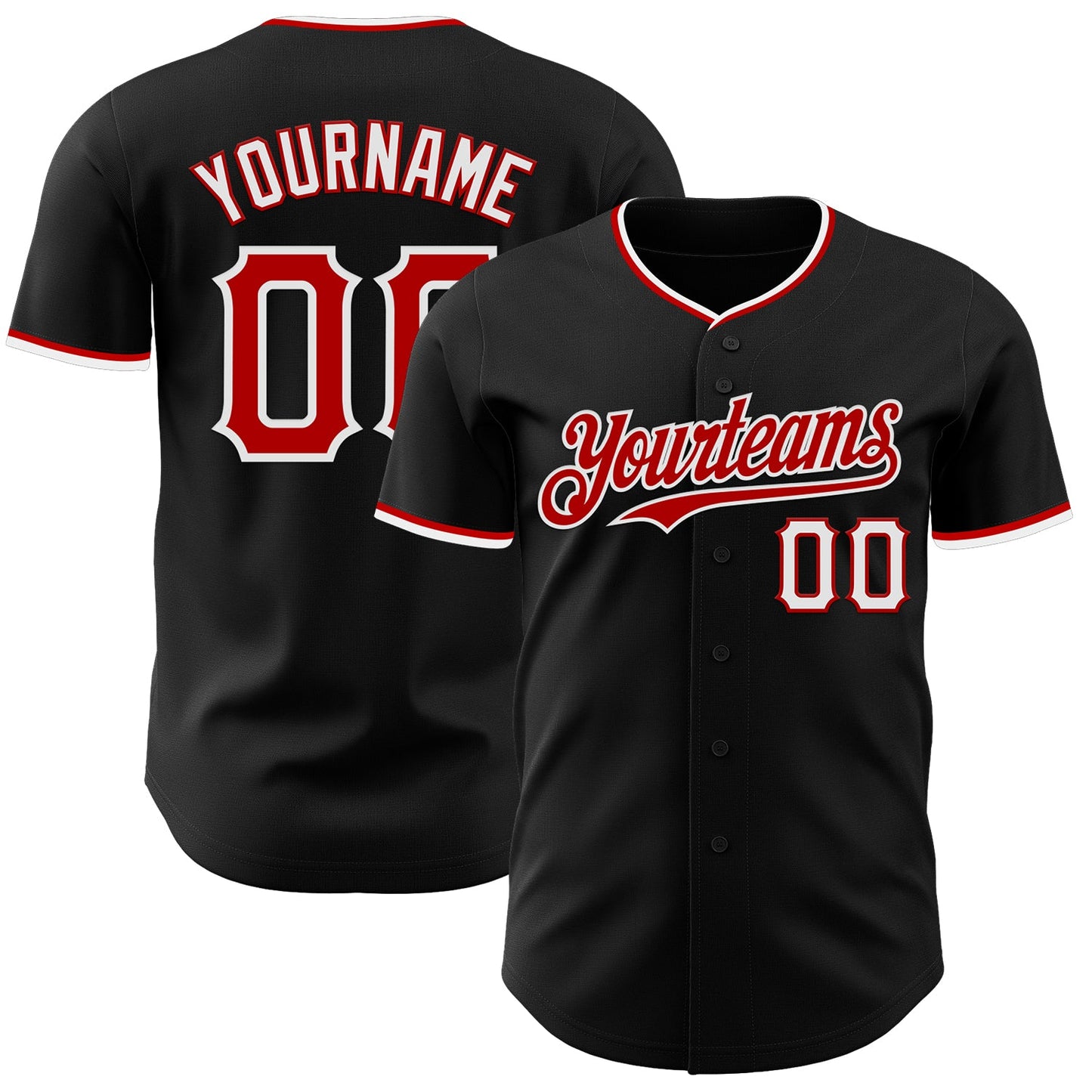 Custom Black Red-White Authentic Baseball Jersey - Sky-Custom