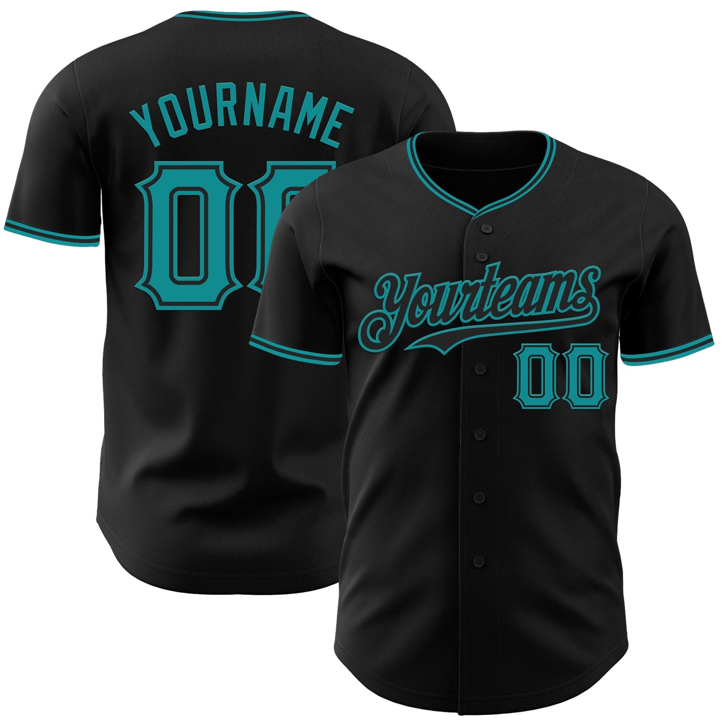 Custom Black Teal Authentic Baseball Jersey - Sky-Custom