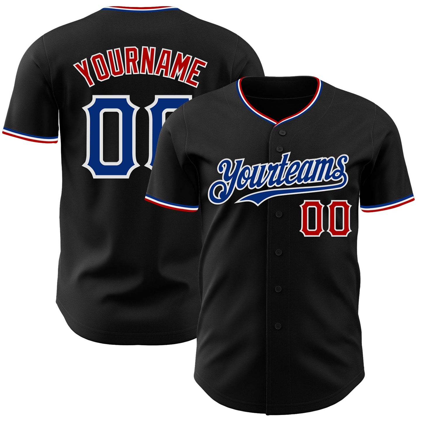Custom Black Royal Red-White Authentic Baseball Jersey - Sky-Custom