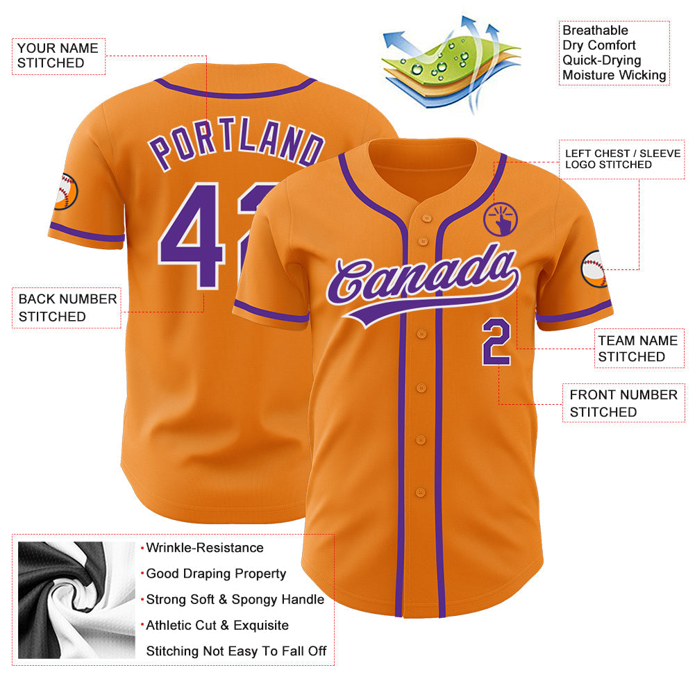 Custom Bay Orange Purple-White Authentic Baseball Jersey - Sky-Custom