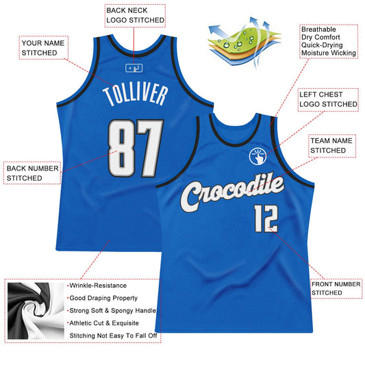 Custom Blue White-Black Authentic Throwback Basketball Jersey - Sky-Custom