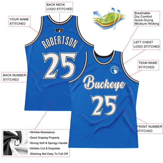 Custom Blue White-Black Authentic Throwback Basketball Jersey - Sky-Custom