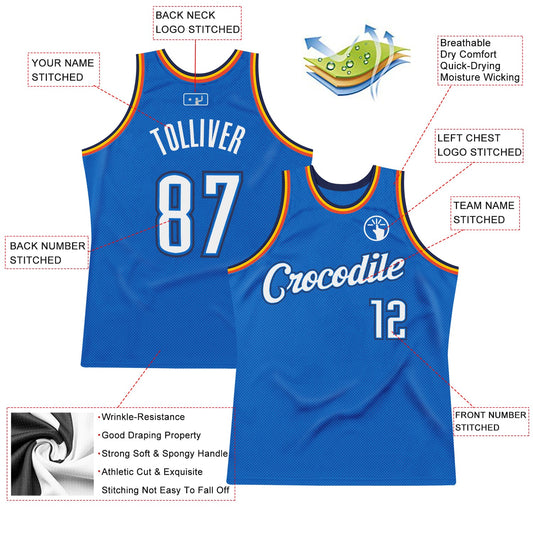 Custom Blue White-Navy Authentic Throwback Basketball Jersey - Sky-Custom