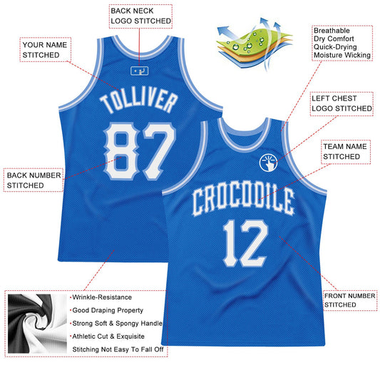 Custom Blue White-Light Blue Authentic Throwback Basketball Jersey - Sky-Custom
