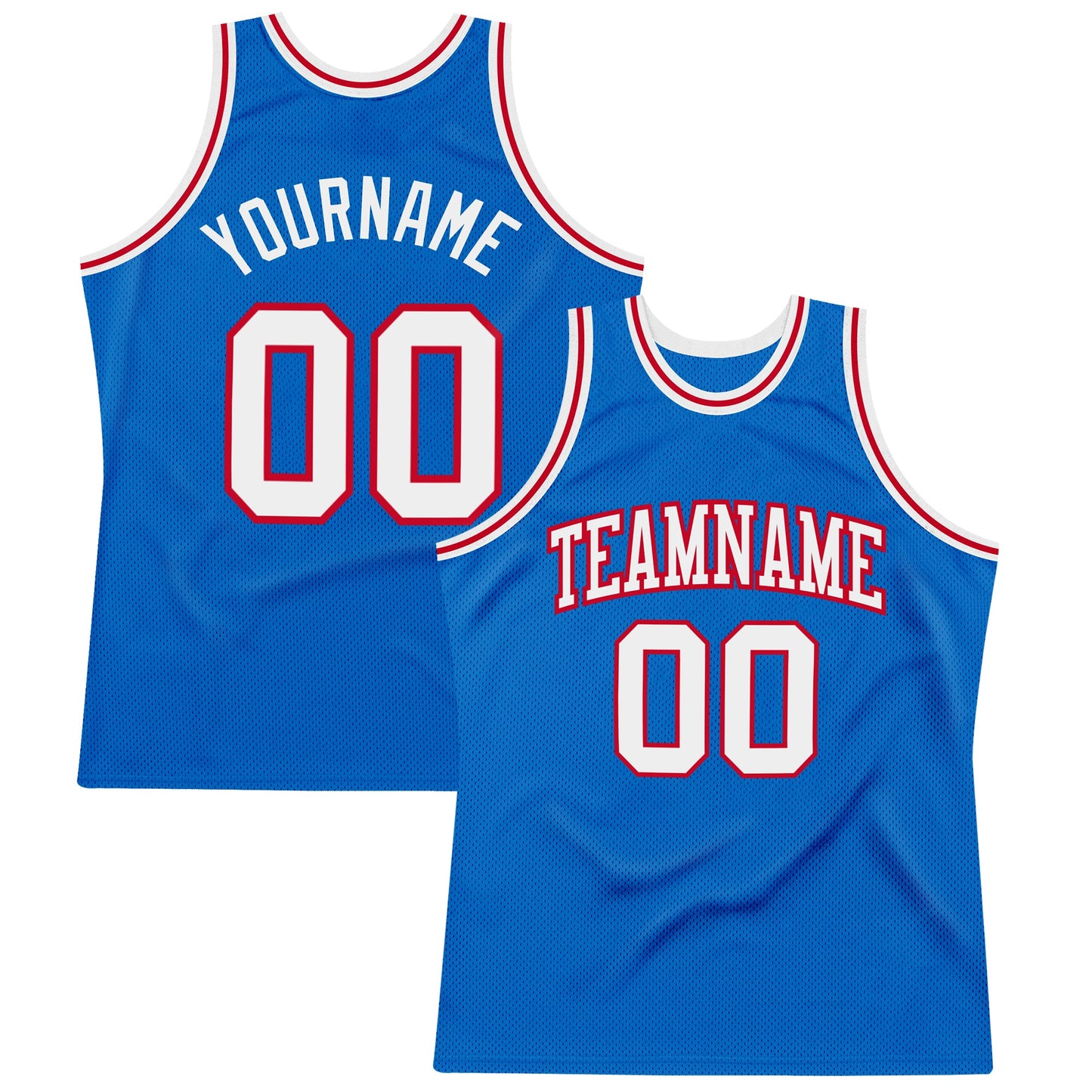 Custom Blue White-Red Authentic Throwback Basketball Jersey - Sky-Custom