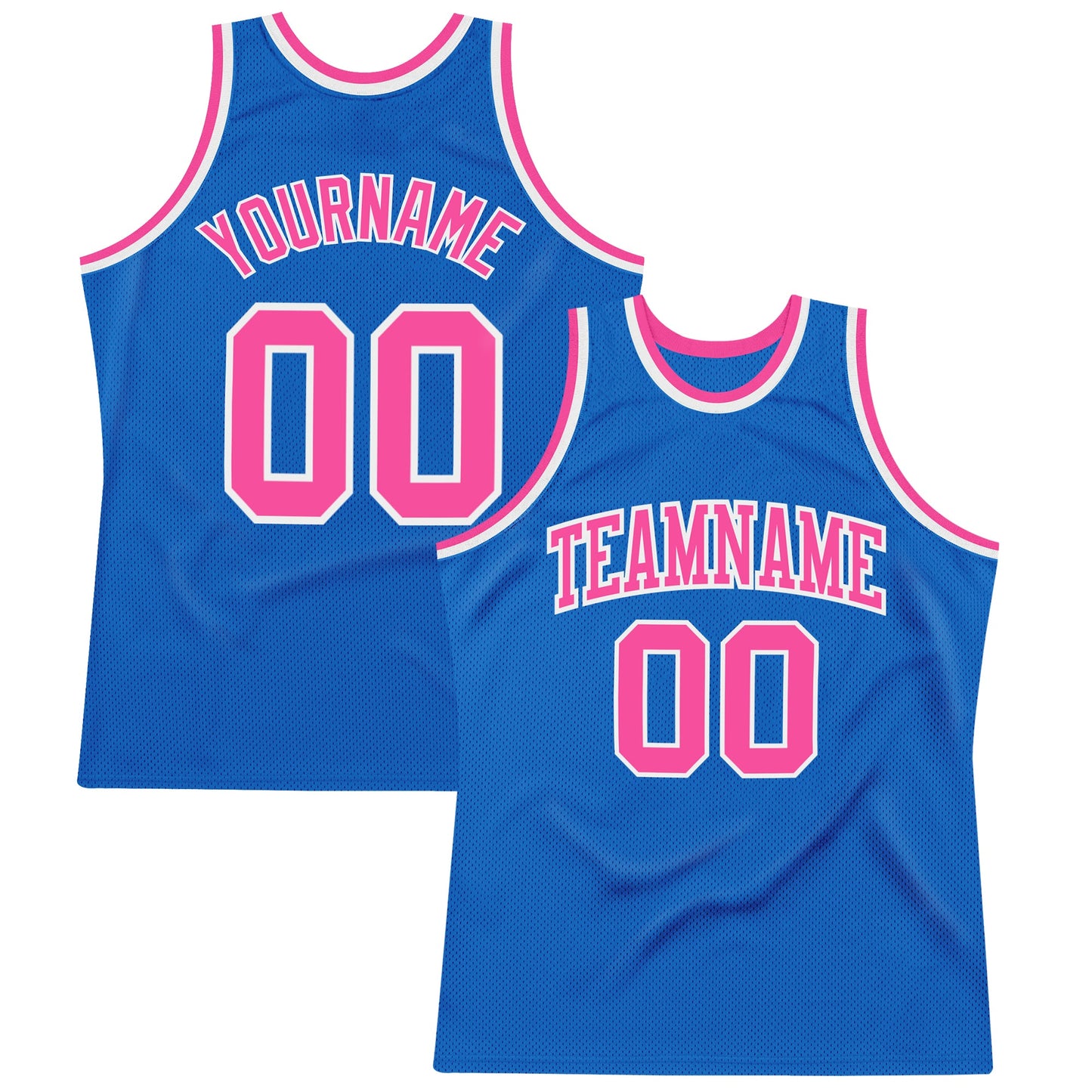Custom Blue Pink-White Authentic Throwback Basketball Jersey - Sky-Custom