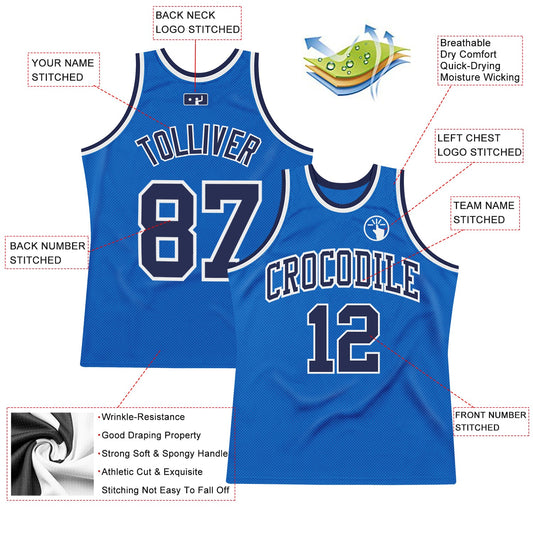 Custom Blue Navy-White Authentic Throwback Basketball Jersey - Sky-Custom