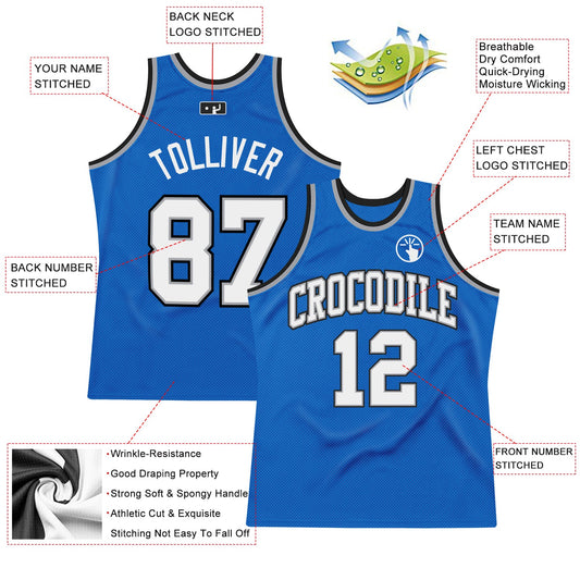Custom Blue White-Gray Authentic Throwback Basketball Jersey - Sky-Custom
