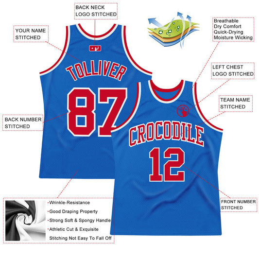 Custom Blue Red-White Authentic Throwback Basketball Jersey - Sky-Custom
