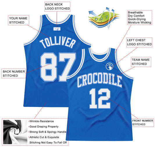 Custom Blue White-Light Blue Authentic Throwback Basketball Jersey - Sky-Custom