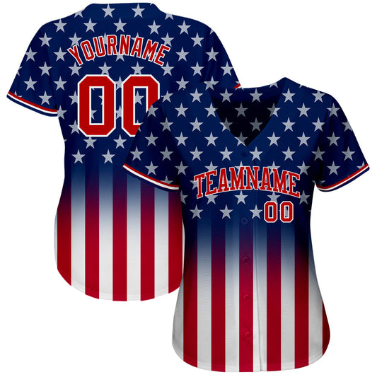 Custom Blue Red-White 3D American Flag Fashion Authentic Baseball Jersey - Sky-Custom