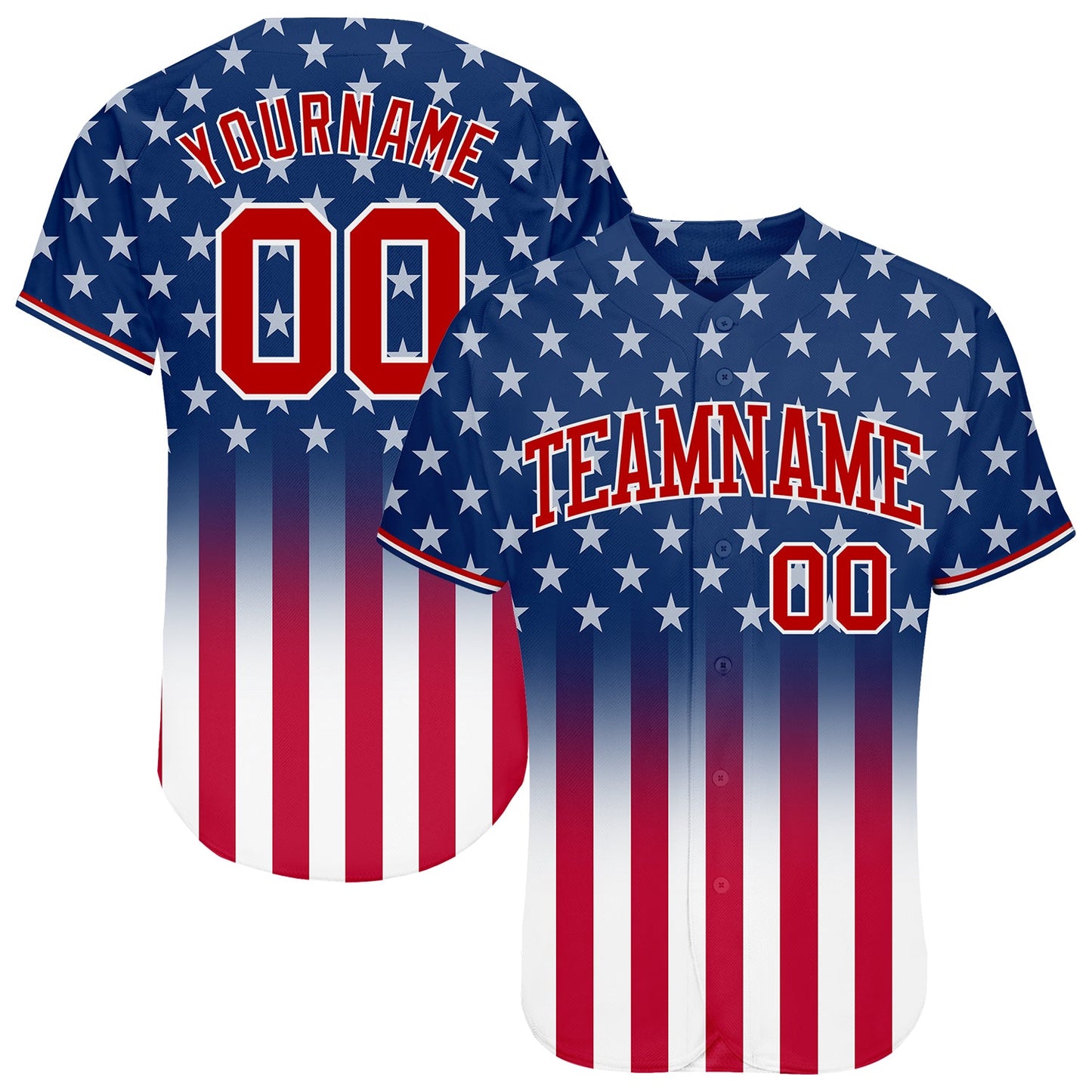 Custom Blue Red-White 3D American Flag Fashion Authentic Baseball Jersey - Sky-Custom