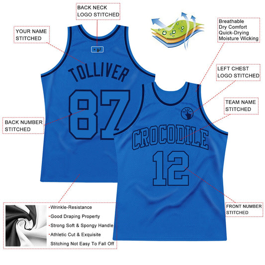 Custom Blue Blue-Navy Authentic Throwback Basketball Jersey - Sky-Custom