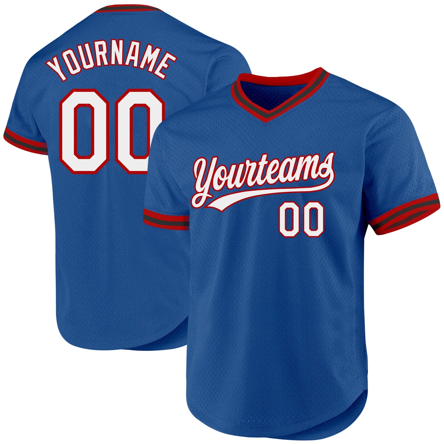 Custom Blue Red-Black Authentic Throwback Baseball Jersey - Sky-Custom