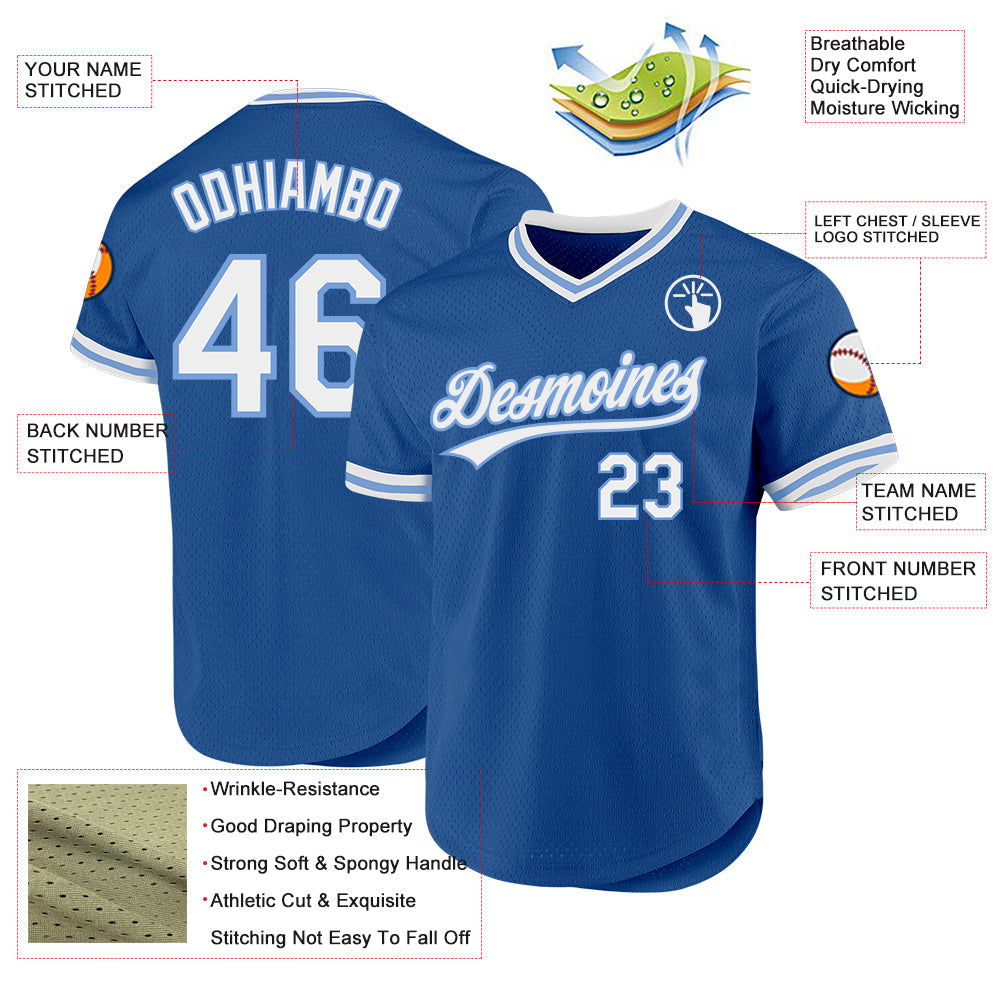 Custom Blue White-Light Blue Authentic Throwback Baseball Jersey - Sky-Custom