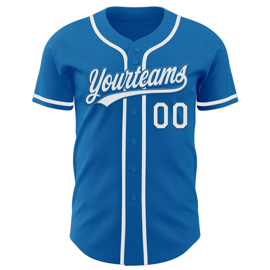 Custom Blue White Authentic Baseball Jersey - Sky-Custom