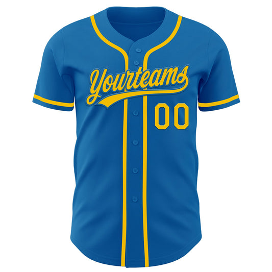 Custom Blue Yellow Authentic Baseball Jersey - Sky-Custom