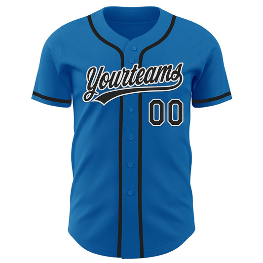 Custom Blue Black-White Authentic Baseball Jersey - Sky-Custom