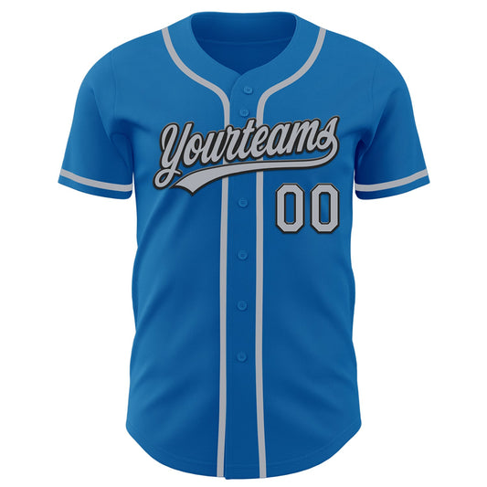 Custom Blue Gray-Black Authentic Baseball Jersey - Sky-Custom
