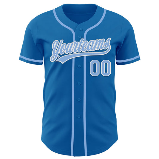 Custom Blue Light Blue-White Authentic Baseball Jersey - Sky-Custom