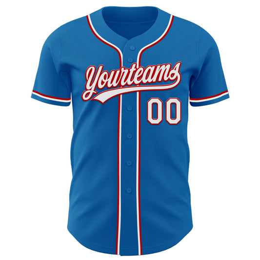 Custom Blue White-Red Authentic Baseball Jersey - Sky-Custom
