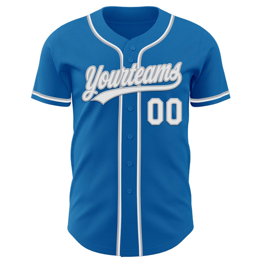 Custom Blue White-Gray Authentic Baseball Jersey - Sky-Custom