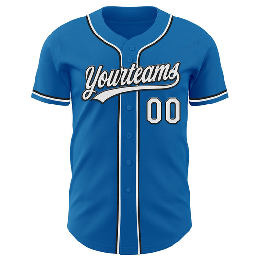 Custom Blue White-Black Authentic Baseball Jersey - Sky-Custom