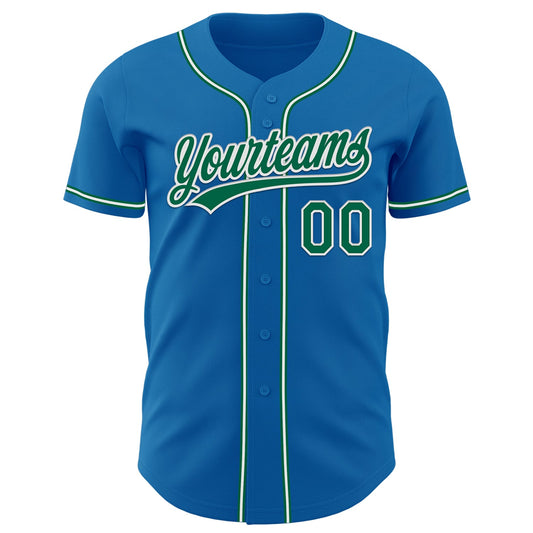Custom Blue Kelly Green-White Authentic Baseball Jersey - Sky-Custom
