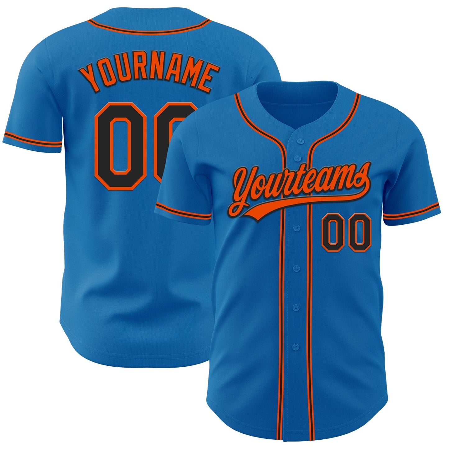 Custom Blue Black-Orange Authentic Baseball Jersey - Sky-Custom