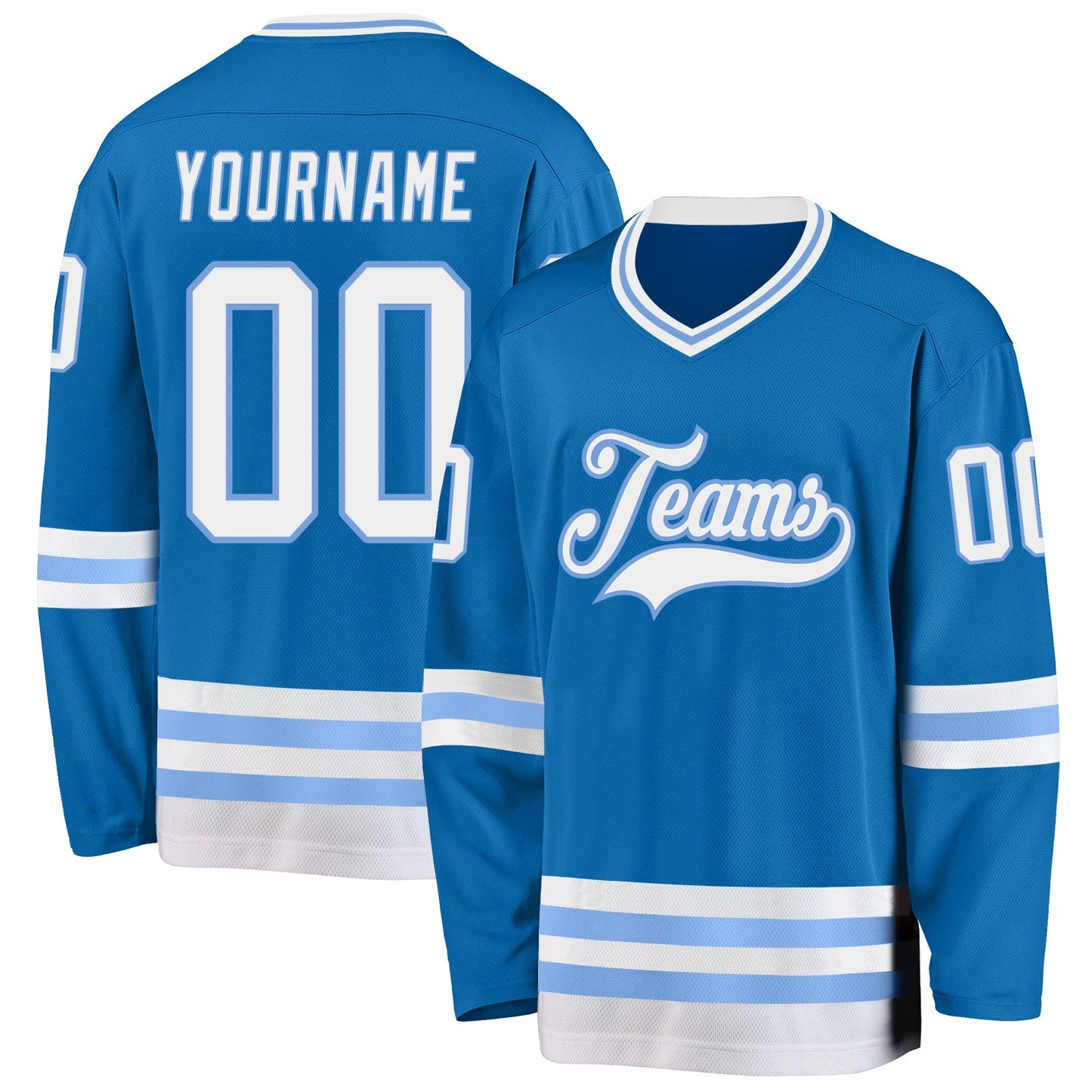 Custom Blue White-Light Blue Hockey Jersey - Sky-Custom