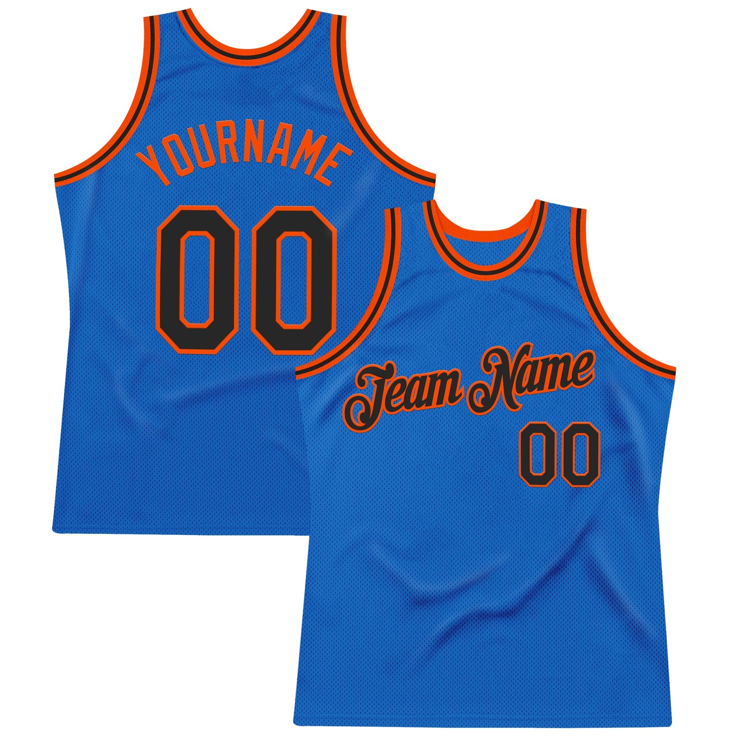 Custom Blue Black-Orange Authentic Throwback Basketball Jersey - Sky-Custom