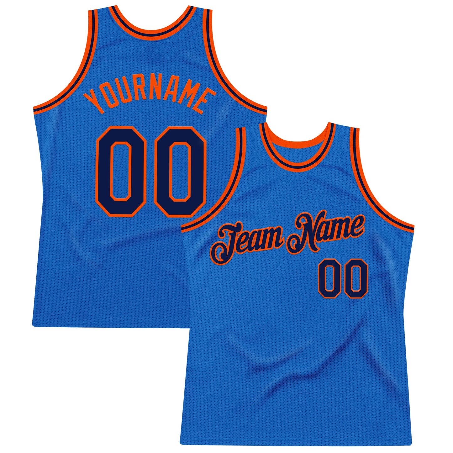 Custom Blue Navy-Orange Authentic Throwback Basketball Jersey - Sky-Custom