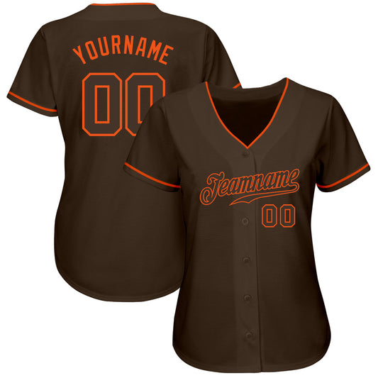Custom Brown Brown-Orange Authentic Baseball Jersey - Sky-Custom