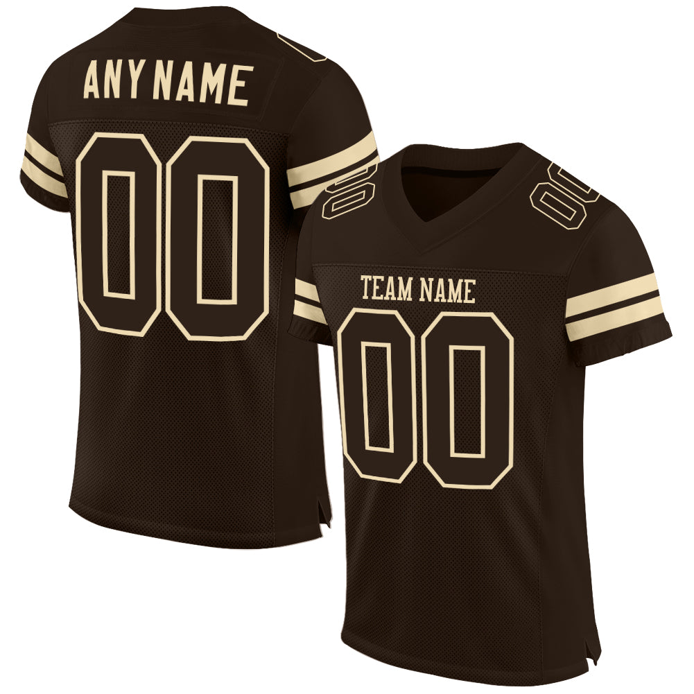 Custom Brown Brown-Cream Mesh Authentic Football Jersey - Sky-Custom