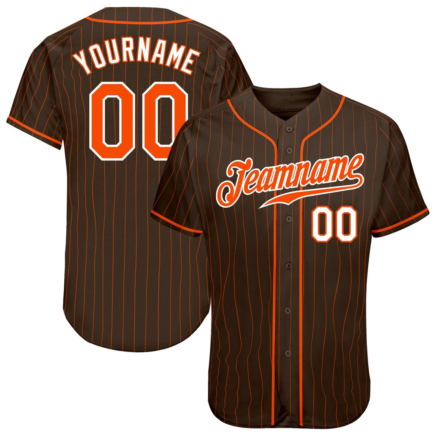 Custom Brown Orange Pinstripe Orange-White Authentic Baseball Jersey - Sky-Custom