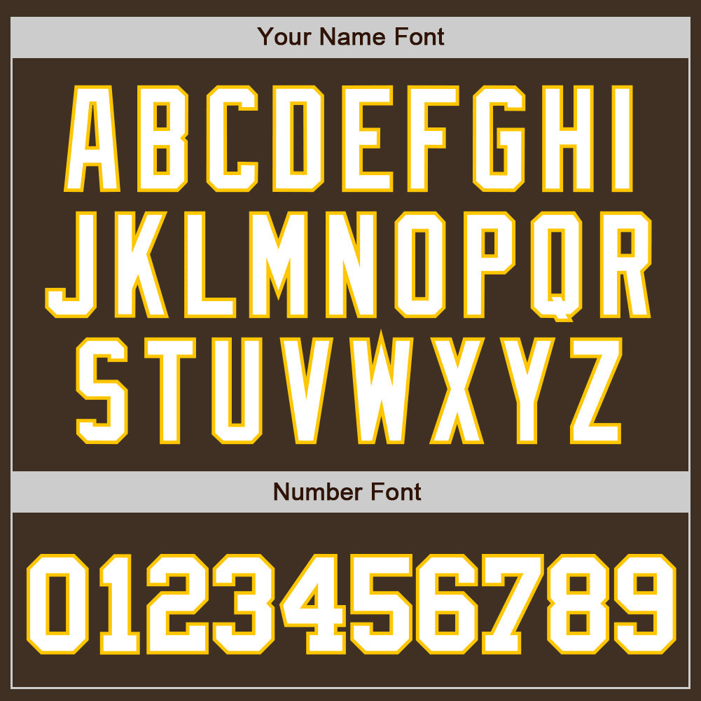 Custom Brown White-Gold Authentic Baseball Jersey - Sky-Custom