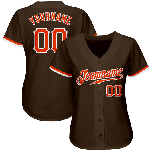 Custom Brown Orange-White Authentic Baseball Jersey - Sky-Custom