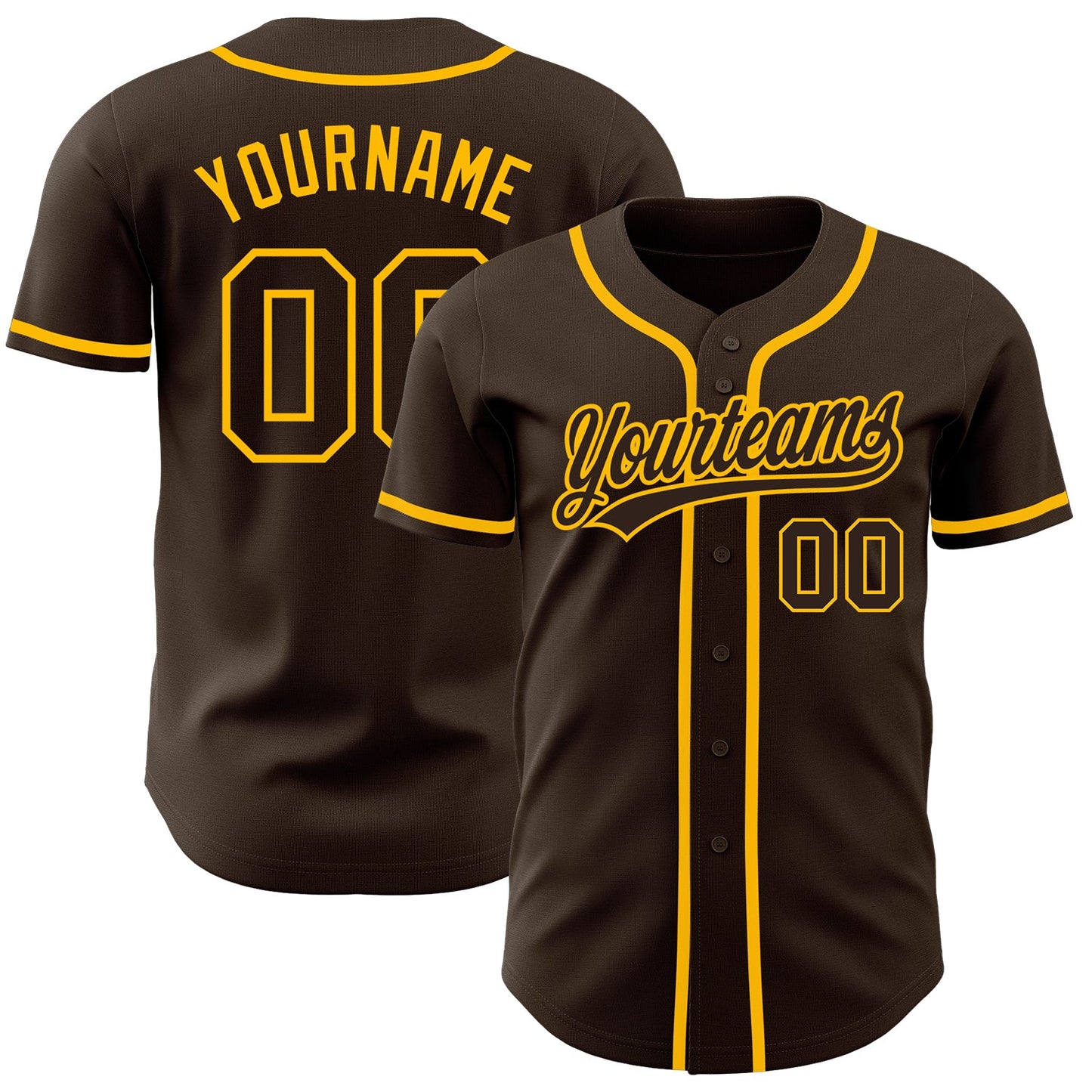 Custom Brown Brown-Gold Authentic Baseball Jersey - Sky-Custom