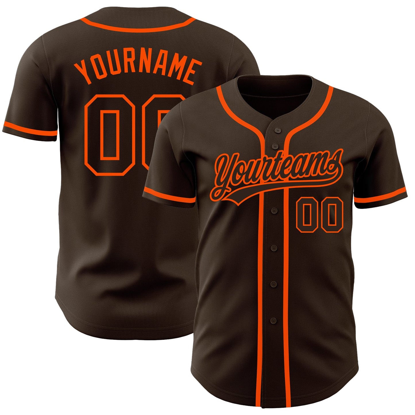 Custom Brown Brown-Orange Authentic Baseball Jersey - Sky-Custom