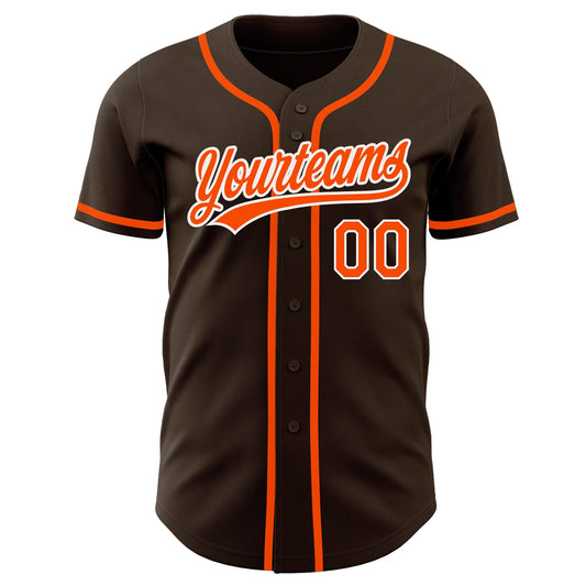 Custom Brown Orange-White Authentic Baseball Jersey - Sky-Custom
